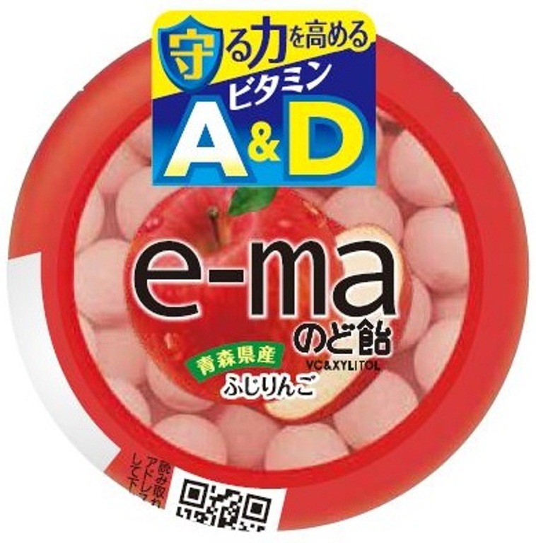 UHA味覚糖　ｅ－ｍａのど飴容器　ビタミンＡ＆Ｄふじりんご